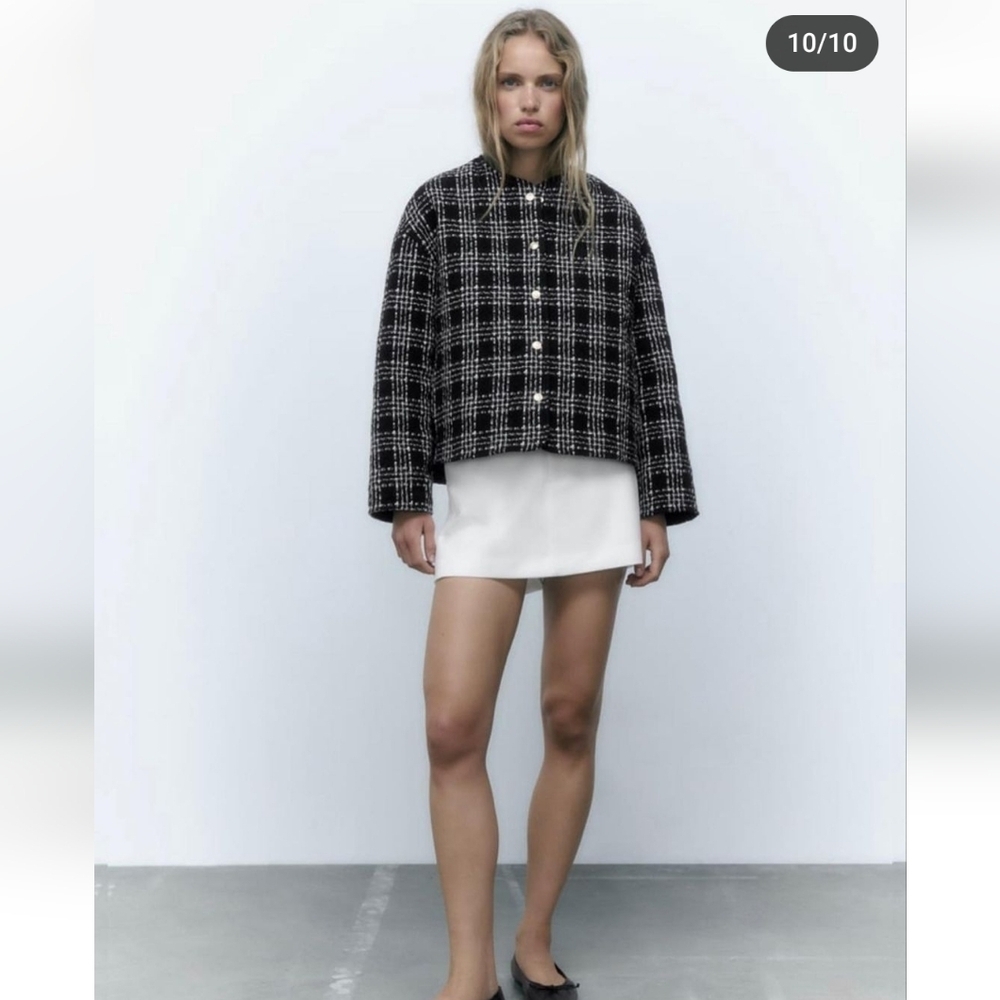 Zara NWTs Textured Weave Quilted Jacket